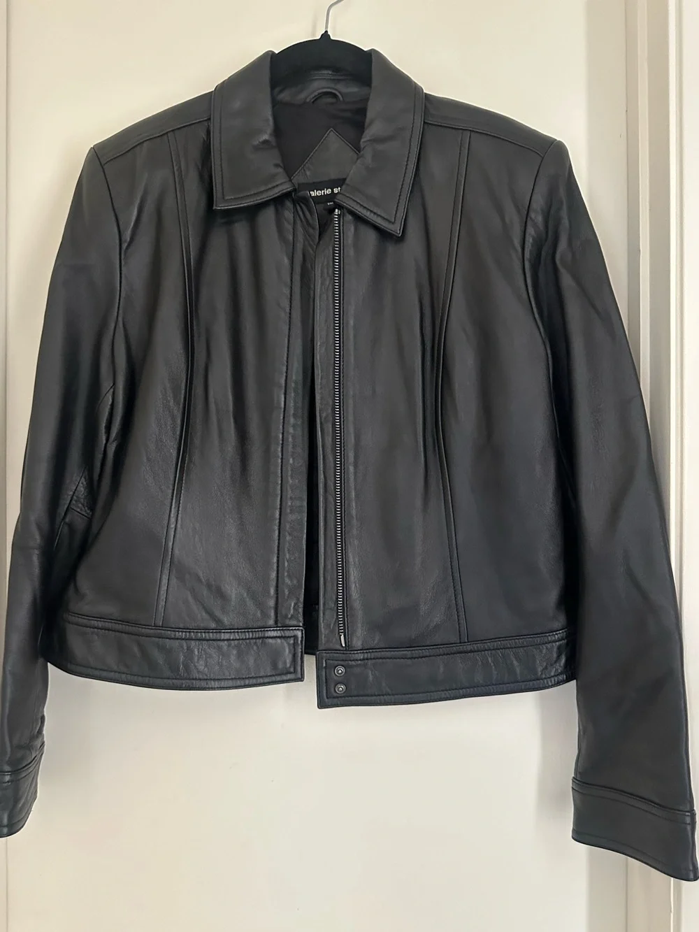 Valerie Stevens Black Leather Zip-Front Jacket